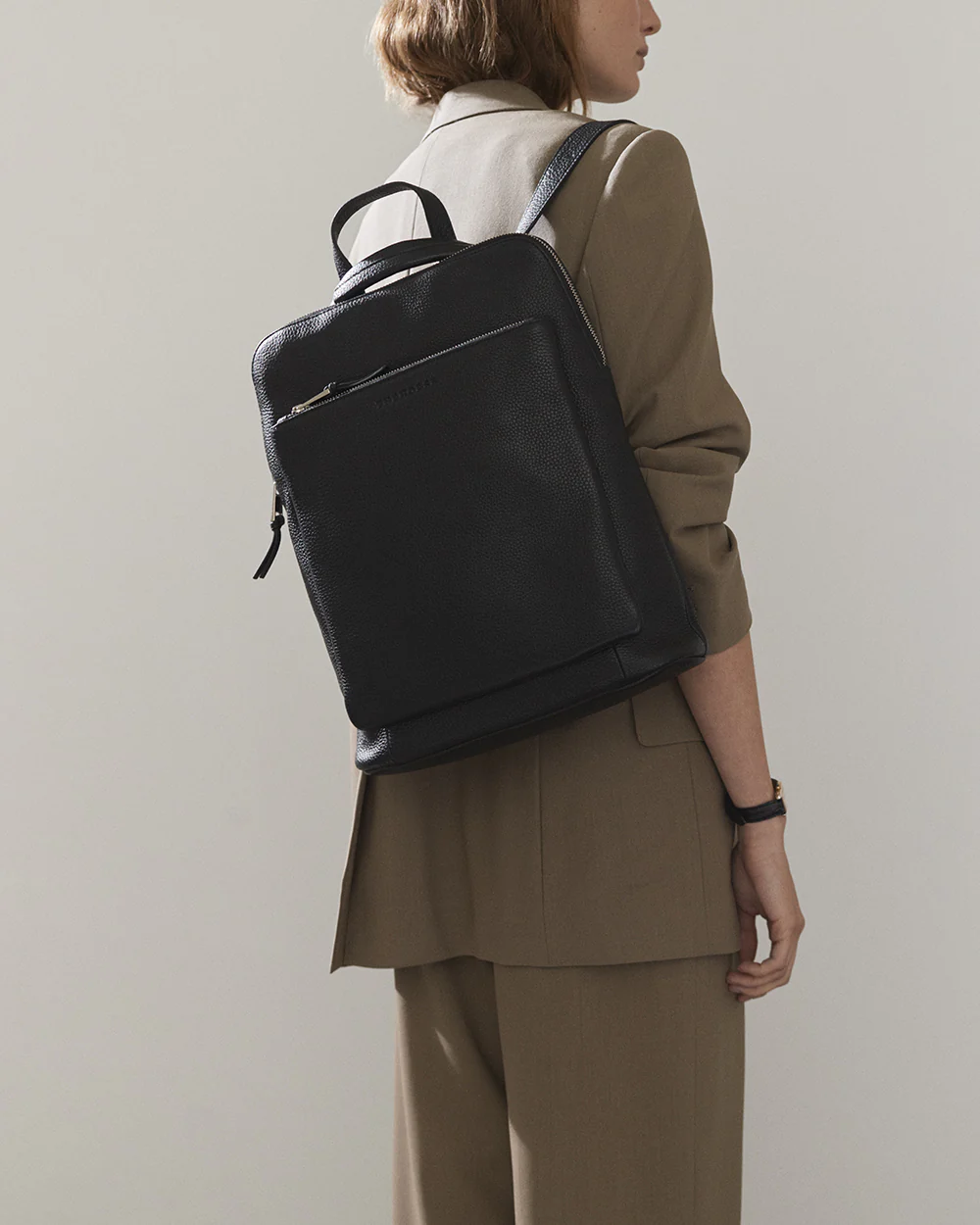 Backpack: Black Pebbled Leather - Image 3