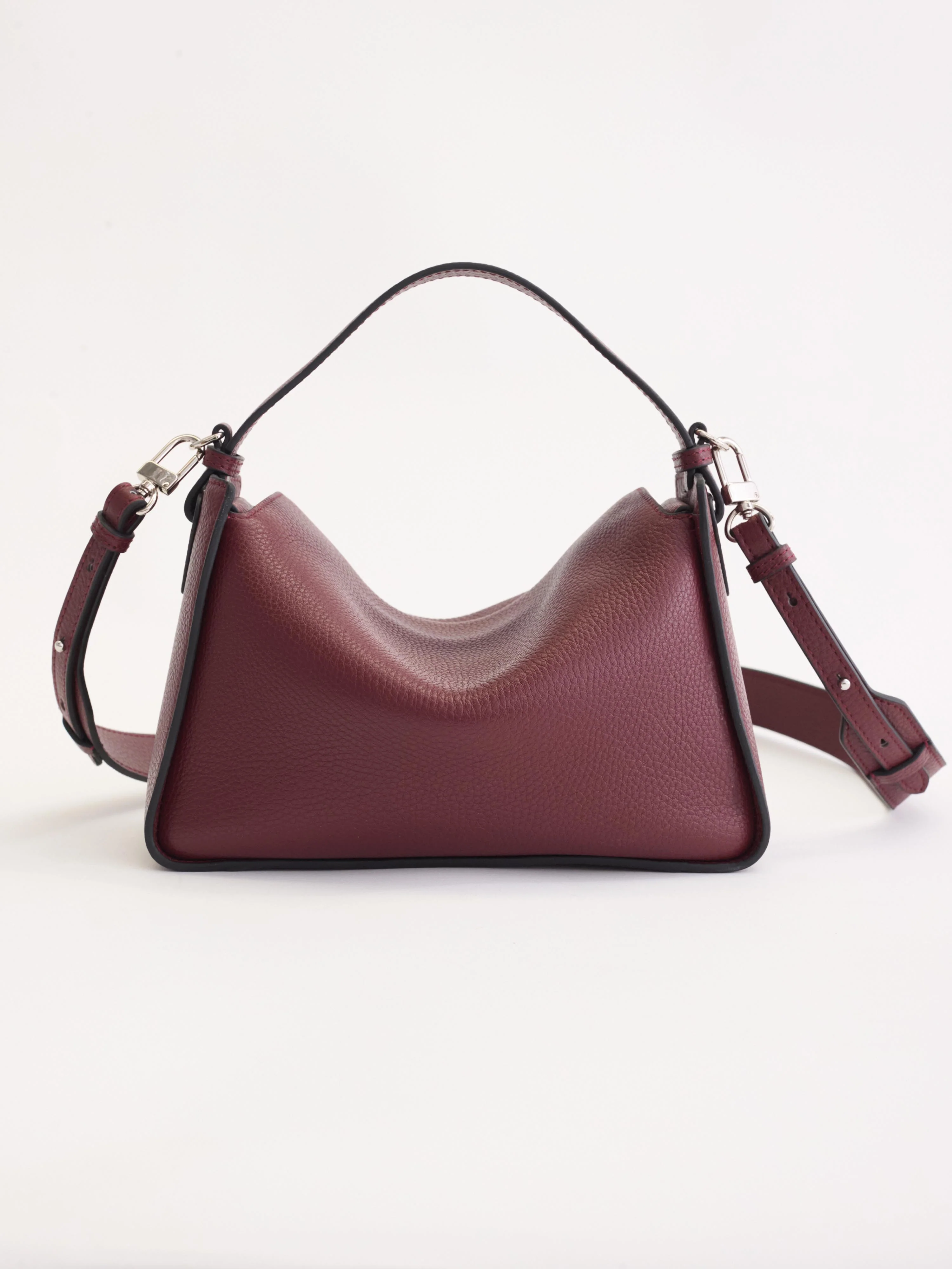 Clementine Bag: Burgundy Pebbled Leather - Image 12