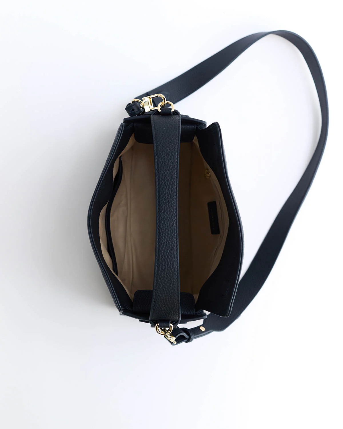 Clementine Bag: Dark Navy Pebbled Leather with Gold - Image 9