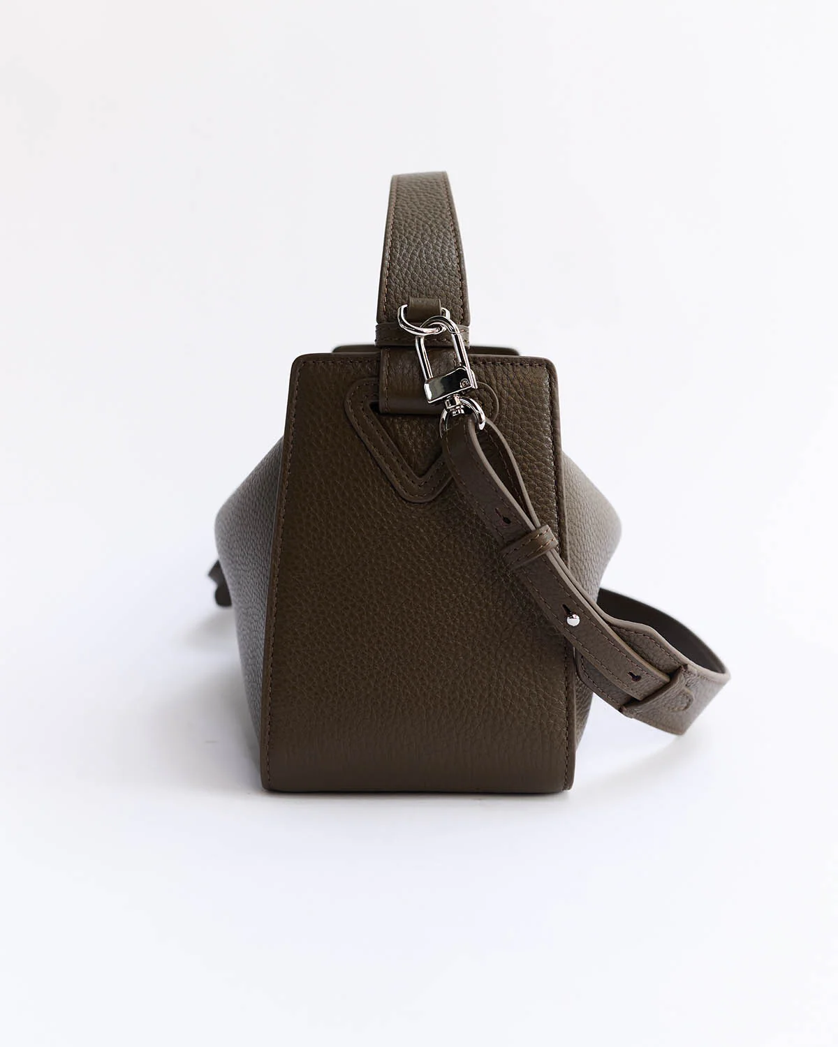 Clementine Bag: Khaki Green Pebbled Leather - Image 7