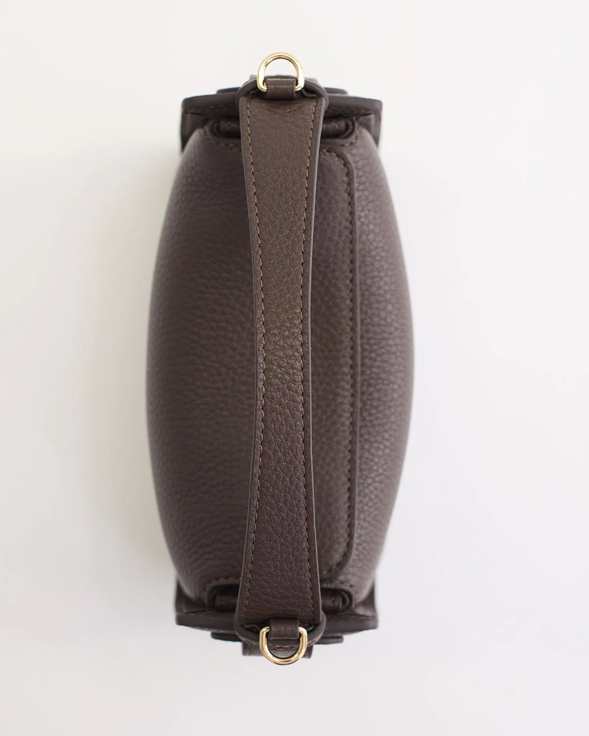 Mini Clementine Bag: Charcoal Pebbled Leather with Gold - Image 6