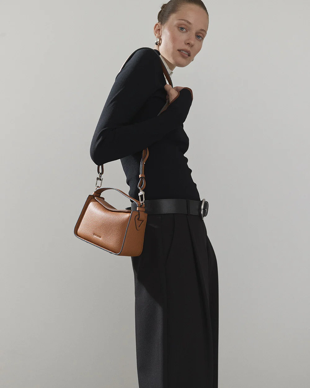 Mini Clementine Bag: Tan Pebbled Leather - Image 6