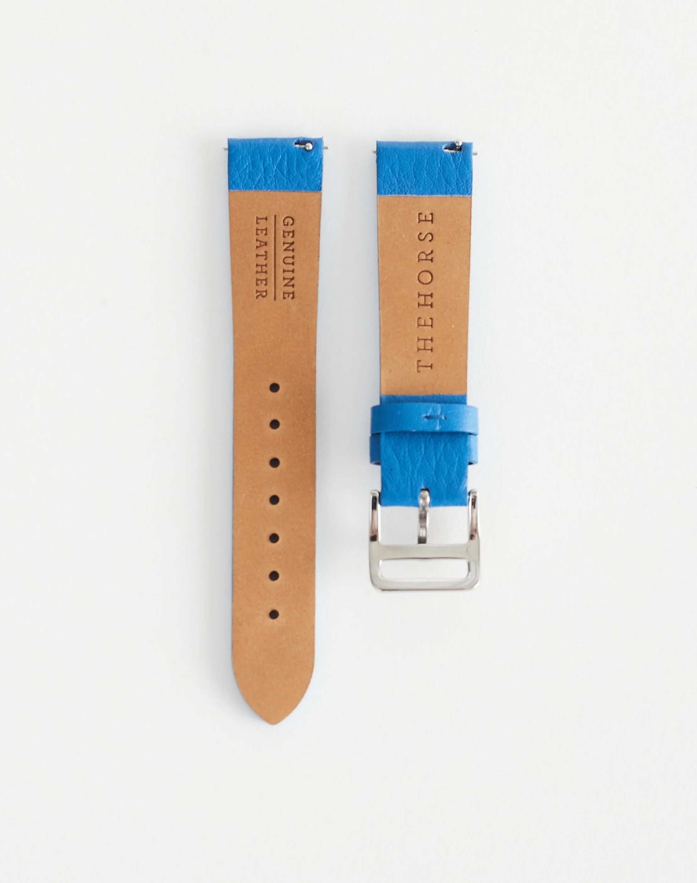 The 18mm Dress Watch Strap: Cobalt Leather / Polished Silver - Image 3