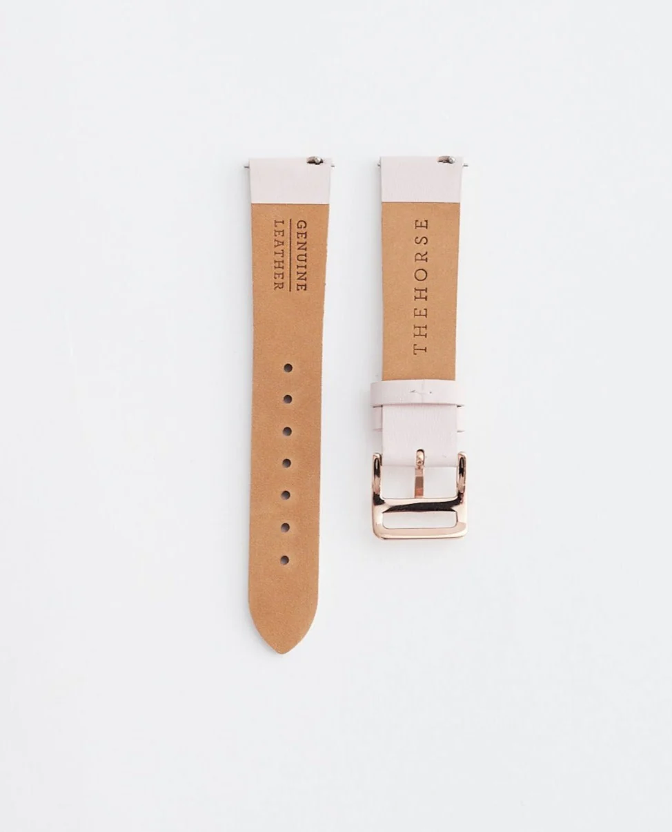 The 18mm Dress Watch Strap: Pink Leather / Rose Gold Strap - Image 3